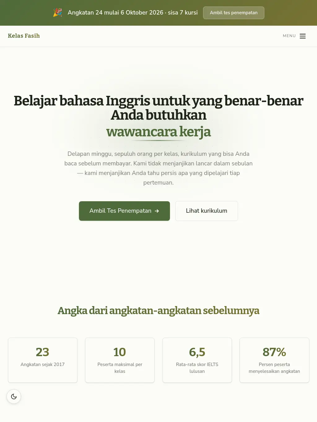 Kelas Fasih - Template Website Kursus Bahasa